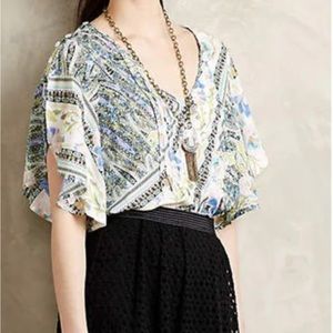 Anthropologie Maeve flutter sleeve blouse